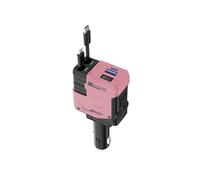 MKWGZPGW Rétractables Chargeur Voiture pour VW Tiguan Polo Passat B5 B6 B7, avec 2 Câbles Voltmètre, Allume Cigare, Charge Rapide 12V/24V, 180° Prise Ajustable,Pink