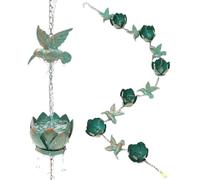 MKYYIOED Chaine De Pluie Chaîne de Pluie en Forme Fleur Colibri, Remplacement Bec verseur réglable 8,2 Pieds avec inverseur d'eau décoratif à 6 Tasses