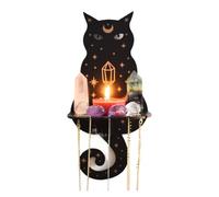 MKYYIOED Etagere Murale Étagère Flottante en Bois for Chat, Phase de Lune | Support en cristal de Chakra, présentoir en pierre, décoration murale, décorations for la maison de sorcière(Style 5)