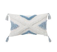 MKYYIOED Housse Coussin Lot de 2 Housses Coussin décoratives à Motifs géométriques Bleus avec Pompons for canapé, Chambre Coucher, Salon(PE9489E-1-30x50cm)