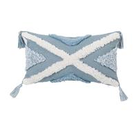 MKYYIOED Housse Coussin Lot de 2 Housses Coussin décoratives à Motifs géométriques Bleus avec Pompons for canapé, Chambre Coucher, Salon(PE9486E-1-30x50cm)