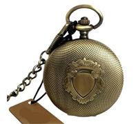 MKYYIOED Montre A Gousset Antique Automatic Pocket Watch Mechanical Self-Winding Skeleton Numerals Bronze Alloy Case Fob Chain Vintage