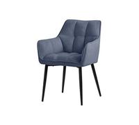 ML-Design 1x Chaise de Salle à Manger en Tissu Éponge Bleu Chaise de Cuisine avec Assise Rembourrée Fauteuil Ergonomique Élégant