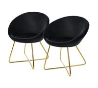 ML-Design 2 Chaises de Salle à Manger en Velours Noir Assise Rembourrée avec Dossier Fauteuil pour Table à Manger Maquillage