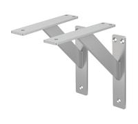 ML-Design Lot de 2 Supports d'Etagère, 180 x 180 mm, en Aluminium, Argent, Style Industriel, Equerre pour Etagères Murales, Flottantes et Projets de