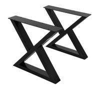 ML-Design Lot de 2 Pieds de Table L43xH40 cm, Forme de X, Noir, en Acier Peint par Poudrage, Design Industriel, Piètement de Meuble DIY, Patins de Table à Manger Banc Bureau