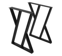 ML-Design 2 Pieds de Table L50xH71cm Forme en X Noir en Acier Peint par Poudrage Design Industriel Piètement de Meuble Bureau