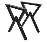 ML-Design 2 Pieds de Table L60xH72 cm Forme de X Noir en Acier Peint par Poudrage Design Industriel Piètement de Meuble Banc Bureau