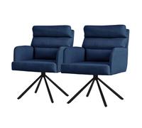 ML-Design 2x Chaise de Salle à Manger Bleu Foncé Pivotante Position Voiture, Rembourrée Revêtement Polyester avec Accoudoirs
