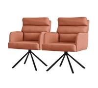 ML-Design 2x Chaise de Salle à Manger Orange Pivotante Position Voiture, Rembourrée Revêtement en Polyester, avec Accoudoirs