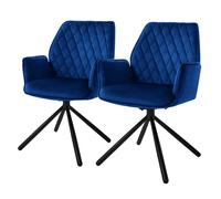 ML-Design 2x Chaise de Salle à Manger Pivotante Bleu Foncé en Velours Assise Rembourrée Fauteuil Moderne Chaise Cuisine Lounge