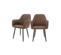 ML-Design 2x Chaises de Salle à Manger avec Dossier et Accoudoirs, Marron, Revêtement en