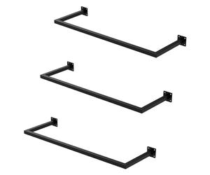ML-Design 3x Tringle à Vêtements Rectangulaire, P30xL90 cm, Noir, Acier Inoxydable, Tringle de Penderie Forme de U, Portemanteau à Montage Mural, Porte-vêtements, Tringle à Linge + Matériel de Montage