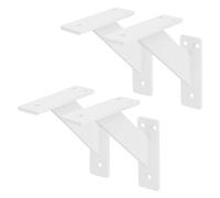 ML-Design 4 Pièces Support d'Étagère, 120 x 120 mm, Blanc, en Aluminium, Robuste, Style Industriel, Support Mural pour Étagère Console Murale Projets de Bricolage, Matériel de Montage Inclus