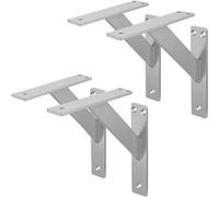 ML-Design 4 Pièces Support d'Etagère, 180 x 180 mm, Argent, en Aluminium, Robuste, Style Industriel, Support Mural pour Etagère Console Murale