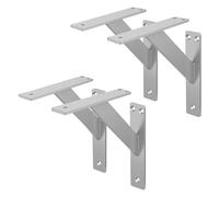 ML-Design 4 Pièces Support d'Étagère, 180 x 180 mm, Argent, en Aluminium, Robuste, Style Industriel, Support Mural pour Étagère Console Murale Projets de Bricolage, Matériel de Montage Inclus