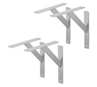 ML-Design 4 Pièces Support d'Étagère, 240 x 240 mm, Argent, en Aluminium, Robuste, Style Industriel, Support Mural pour Étagère Console Murale Projets de Bricolage, Matériel de Montage Inclus