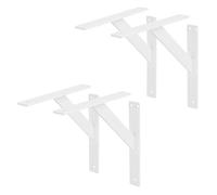 ML-Design 4 x pièces support d'étagère 240x240 mm, blanc, aluminium, support d'étagère flottant, équerre d'étagère