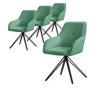 ML-Design 4x Chaise de salle à manger pivotante Textile Tissu Vert Chaise de salon avec accoudoirs/dossier 360° Chaise pivotante