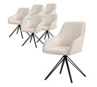 ML-Design 6x Chaise de Salle à Manger Crème Textile Tissé Chaise Rembourrée avec Accoudoirs/Dossier 360° Fauteuil Ergonomique Salon