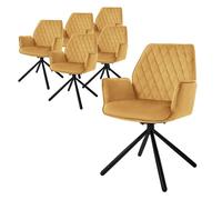 ML-Design 6x Chaise de Salle à Manger Pivotante Jaune Moutarde en Velours Assise Rembourrée Fauteuil Moderne Chaise Cuisine Lounge