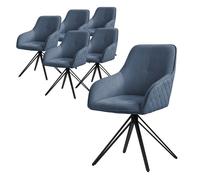 ML-Design 6x Chaise de salle à manger pivotante Textile Tissu Bleu Chaise de salon 360° pivotante rembourrée Fauteuil ergonomique