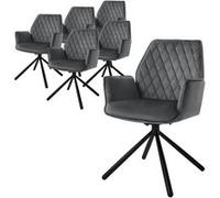 ML-Design 6x Chaises de Salle à Manger, Anthracite, en Velours, Pivotante, avec Accoudoirs Anthrazit