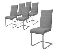 ML-Design 6x Chaises de salle à manger, Gris Chaise à bascule cantilever à haut dossier, de cuisine ergonomique en similicuir métal
