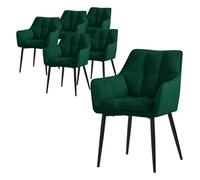 ML-Design 6x Chaises Salle à Manger en Tissu Éponge Vert Foncé Chaises Cuisine Rembourrée Fauteuil Ergonomique Design Élégant