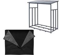 ML-Design Abri Bois de Chauffage, Étagère Rangement Extérieur Métal, Anthracite, XL 143 x 70 x 145, Abri à Bois de Cheminée 1,2 m³, Support Stable de Stockage Bûches de Bois, Housse de Protection