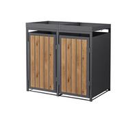 ML-Design Abri Cache 2 Poubelles 132x80x124cm 240L, Anthracite Aspect Bois Claire en