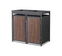 ML-Design Abri Cache 2 Poubelles 132x80x124cm 240L, Anthracite Aspect Bois Foncé en Acier,