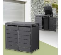 ML-Design Abri Cache pour 2 Poubelles, 132x80x120 cm Capacité 240L, Anthracite en Acier, Couvercle Rabattable et Porte Clôture, Protection Visuelle, Habillage de Conteneurs, Résistant aux Intempéries
