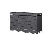 ML-Design Abri Cache pour 3 Poubelles 196x80x124 cm, Capacité 240L, Anthracite en Acier,