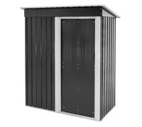 ML-Design Abri de Jardin á Outils en Métal avec Toit en Pente, Porte Coulissante et Fondation, 150x184x76 cm, Gris Foncé