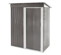 ML-Design Abri de Jardin á Outils en Métal avec Toit en Pente, Porte Coulissante et Fondation, 150x184x76 cm, Gris Clair