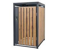 ML-Design Abri de Poubelle en Acier, 1 Tonne, 240L, 68x80x116,3 cm, Anthracite/Aspect Chêne, Résistant aux Intempéries, Habillage