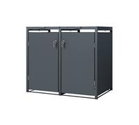 ML-Design Abri de Poubelle, pour 2 Conteneurs à Ordures, 240L, 132x80x116,3 cm, Acier, Anthracite, Conteneur avec Couvercle Rabattable, 2X Portes à Poignées, 4 Clés, Résistant aux Intempéries