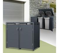 ML-Design Abri de Poubelle, pour 2 Conteneurs à Ordures, 240L, 132x80x116,3 cm, Acier, Anthracite, Conteneur avec Couvercle Rabattable, 2X Portes à Poignées, 4 Clés, Résistant aux Intempéries
