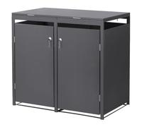 ML-Design Abri de Poubelle, pour 2 Conteneurs à Ordures, 240L, 132x80x120 cm, Acier, Anthracite, Conteneur avec Couvercle Rabattable, 2X Portes à Poignées, 4 Clés, Résistant aux Intempéries