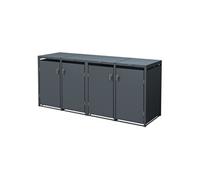 ML-Design Abri de Poubelle, pour 4 Conteneurs à Ordures, 240L, 264x80x116,3 cm, Acier, Anthracite, Conteneur avec Couvercle Rabattable, 4X Portes à Poignées, Cache Poubelle, Résistant aux Intempéries