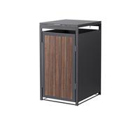 ML-Design Abri poubelle 1 bac 240L - 68x80x120 cm - Acier anthracite aspect bois foncé