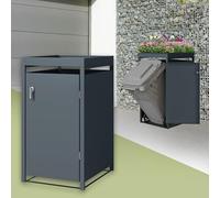 ML-Design Abri pour 1 Poubelle 240L, 68x80x124cm, en Acier, Anthracite, avec Porte à Poignées et 2 Clés, avec Jardinière, Conteneur Extérieur, Moderne, Résistant aux Intempéries, Habillage de Poubelle
