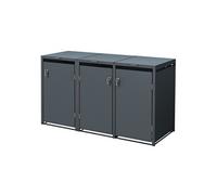 ML-Design Abri pour 3 Poubelles, jusqu'à 240 L, Acier, Anthracite, 200x80x116,3 cm, Habillage de Poubelle, Verrouillable, Box avec Couvercle Rabattable, Conteneur Extérieur, Résistant aux Intempéries