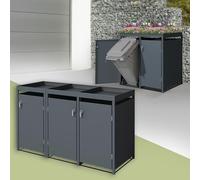 ML-Design Abri pour 3 Poubelles jusqu'à 240 L, Acier, Anthracite, LxlxH-200x80x124 cm,
