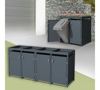 ML-Design Abri pour 4 Poubelles 240L, 264x80x124 cm, en Acier, Anthracite, avec Porte à Poignées et 8 Clés, avec Jardinière, Conteneur Extérieur, Moderne, Résistant aux Intempéries, Habillage Poubelle