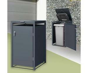 ML-Design Abri pour Poubelle, pour 1 Conteneur à Ordures, 240L, 68x80x116,3cm, en Acier, Anthracite, Conteneur avec Couvercle Rabattable, Porte à Poignées et 2 Clés, Résistant aux Intempéries