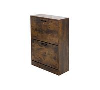 Armoire à chaussures 60x24x84 cm Marron en aggloméré avec 2 compartiments rabattables ML-Design