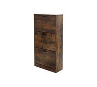 ML-Design Armoire à Chaussures avec 2 Compartiments Rabattables, Marron Foncé, 60x24x84 cm, Vintage, Étroite, Basculeur, 12 Paires de Chaussures, Étagère Rangement à Chaussures pour Entrée/Couloir