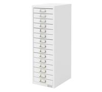 ML-Design Armoire à Dossiers avec 15 Tiroirs et Porte-Étiquette 28x38x87cm Blanche en Acier Classeur pour Documents Format A4